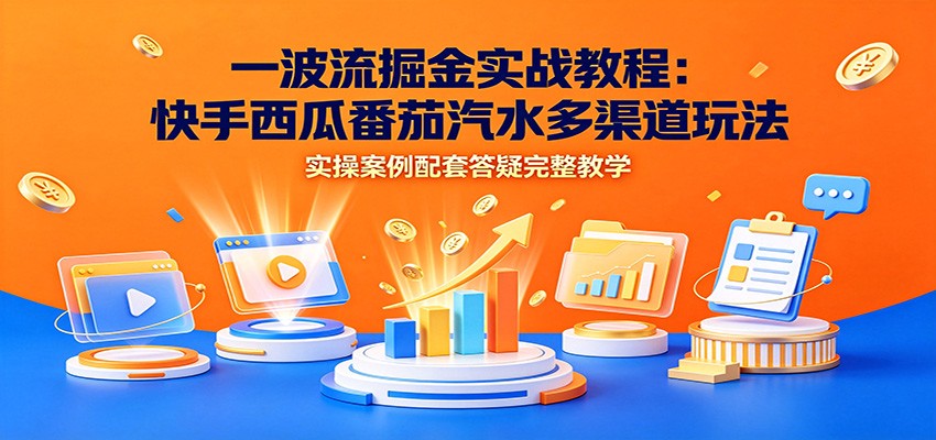 一波流掘金实战教程:快手西瓜番茄汽水多渠道玩法,实操案例配套答疑完整教学|副业联盟