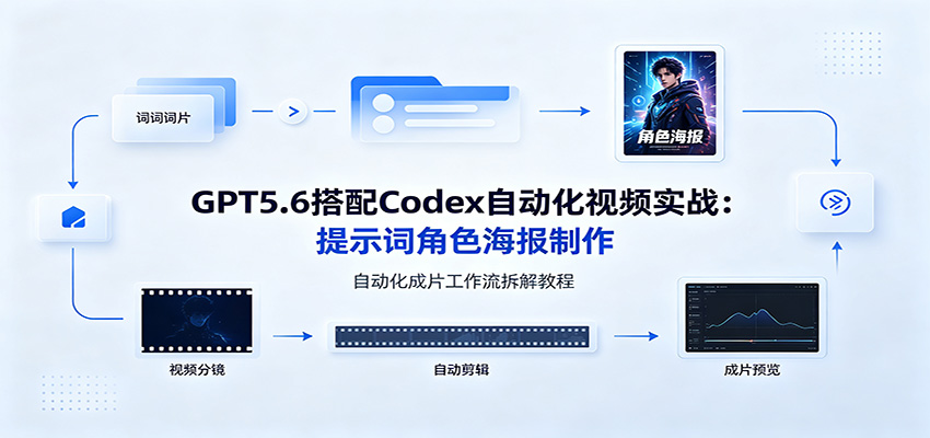 GPT5.6搭配Codex自动化视频实战:提示词角色海报制作,自动化成片工作流拆解教程|副业联盟