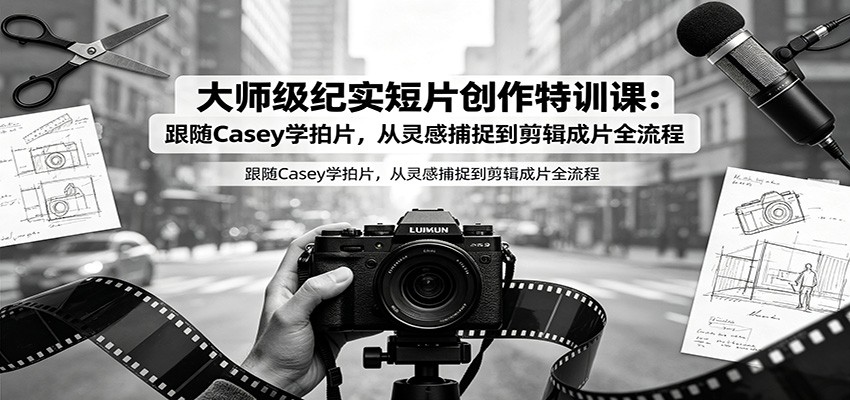 大师级纪实短片创作特训课:跟随Casey学拍片,从灵感捕捉到剪辑成片全流程|副业联盟