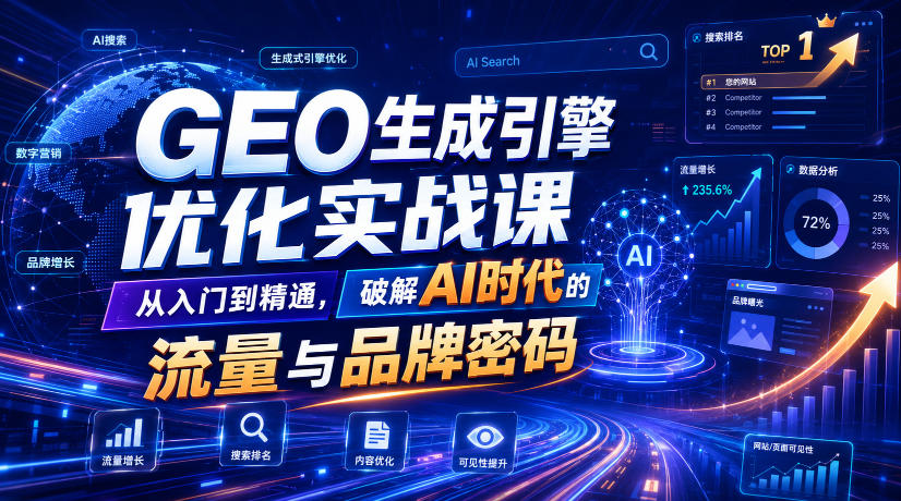 GEO生成引擎优化实战课,从入门到精通,破解AI时代的流量与品牌密码|副业联盟