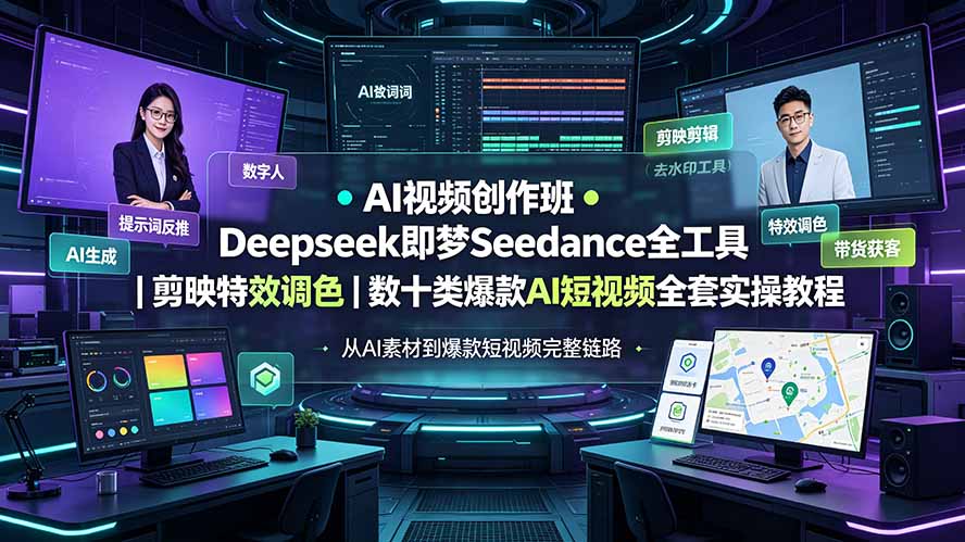 AI视频创作班◆Deepseek即梦Seedance全工具|剪映特效调色|数十类爆款AI短视频全套实操教程|副业联盟