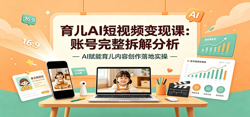 育儿AI短视频变现课:账号完整拆解分析,AI赋能育儿内容创作落地实操|副业联盟