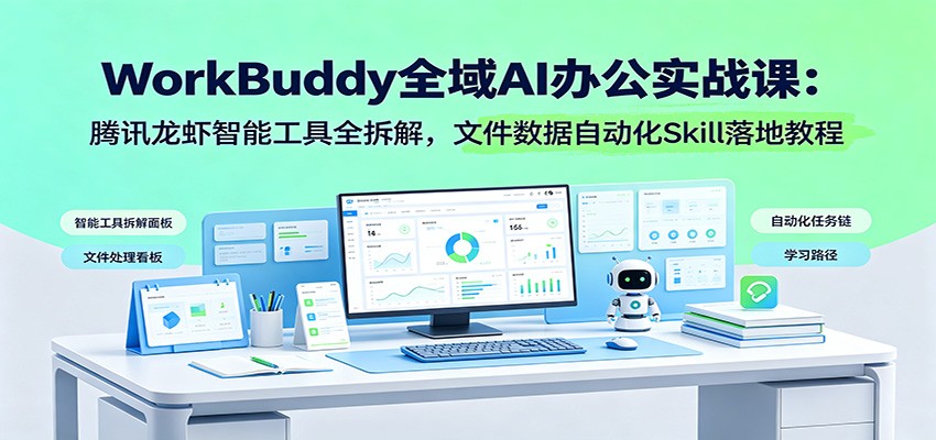 WorkBuddy全域AI办公实战课:腾讯龙虾智能工具全拆解,文件数据自动化Skill落地教程|副业联盟