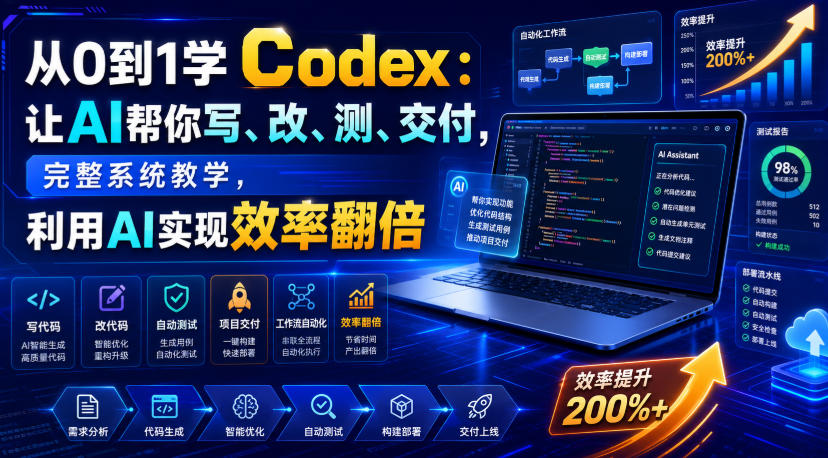 从0到1学Codex:让AI帮你写、改、测、交付,完整系统教学,利用AI实现效率翻倍|副业联盟