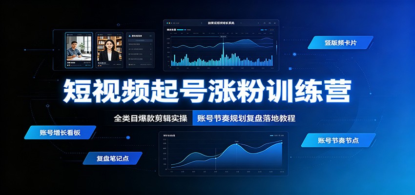 短视频起号涨粉训练营:全类目爆款剪辑实操,账号节奏规划复盘落地教程|副业联盟