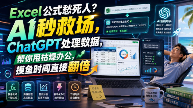 Excel公式愁死人?AI秒救场,ChatGPT处理数据,帮你甩枯燥办公,摸鱼时间直接翻倍【原创双语字幕】|副业联盟