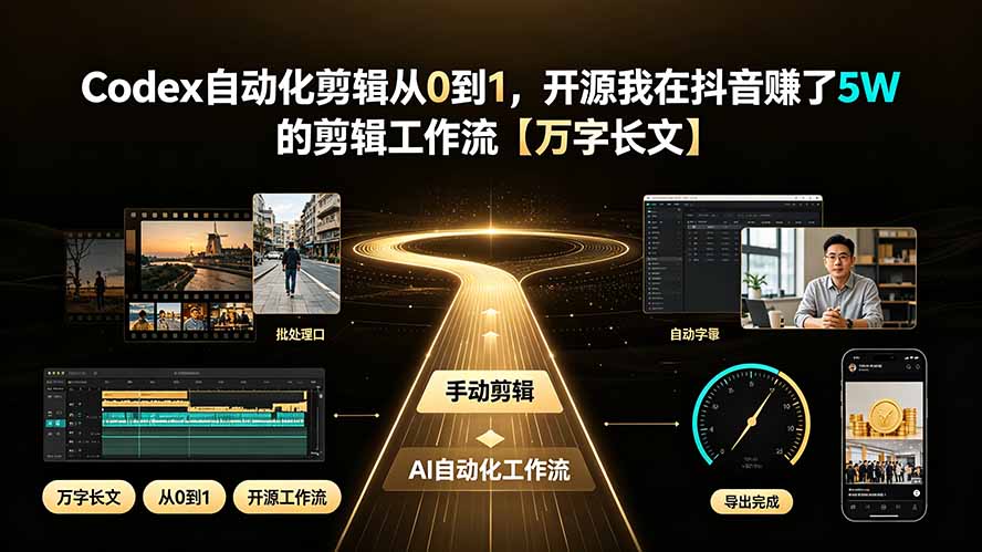 Codex自动化剪辑从0到1，开源我在抖音赚了5W 的剪辑工作流【万字长文】|副业联盟