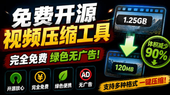 Github开源视频压缩瘦身工具,轻松压缩90%,并保持画质清晰,完全免费绿色无广告!VideoSlim|副业联盟