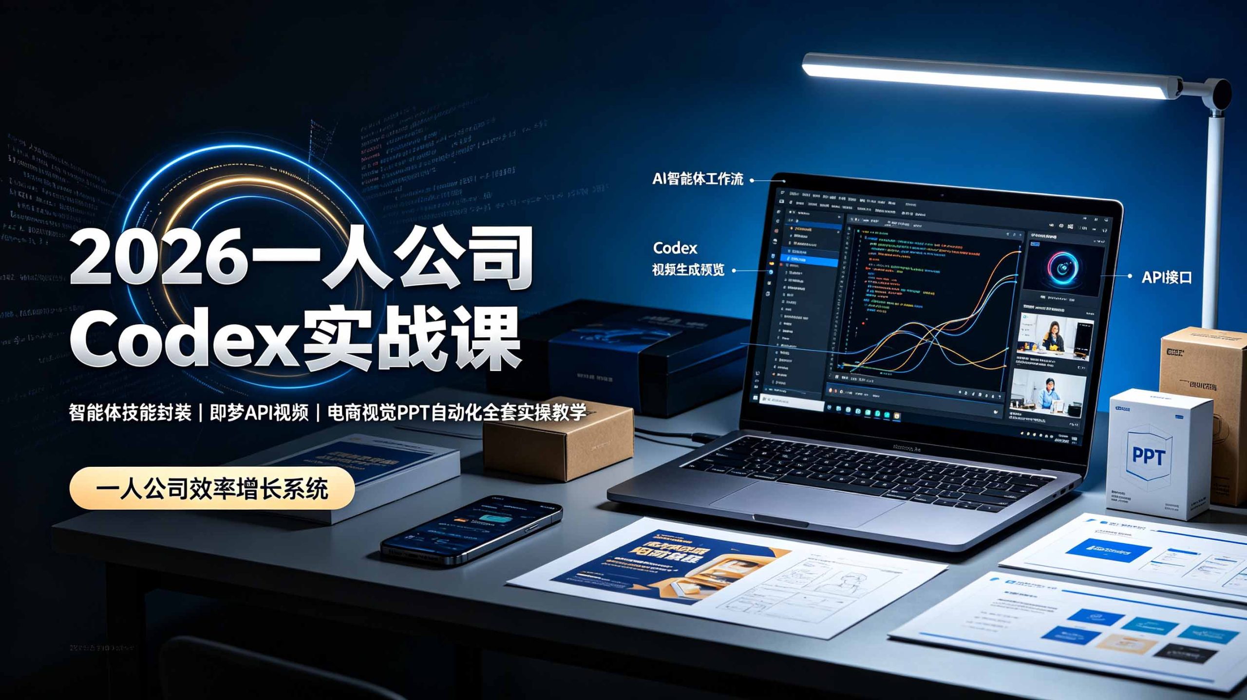 2026一人公司Codex实战课◆智能体技能封装｜即梦API视频｜电商视觉PPT自动化全套实操教学|副业联盟