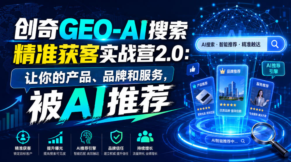 创奇GEO-AI搜索精准获客实战营2.0：让你的产品、品牌和服务，被AI推荐|副业联盟
