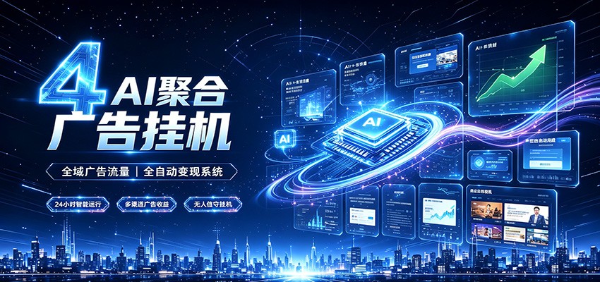 全域广告流量聚合，AI无人挂机稳赚佣金，打造长期稳定被动收入副业|副业联盟