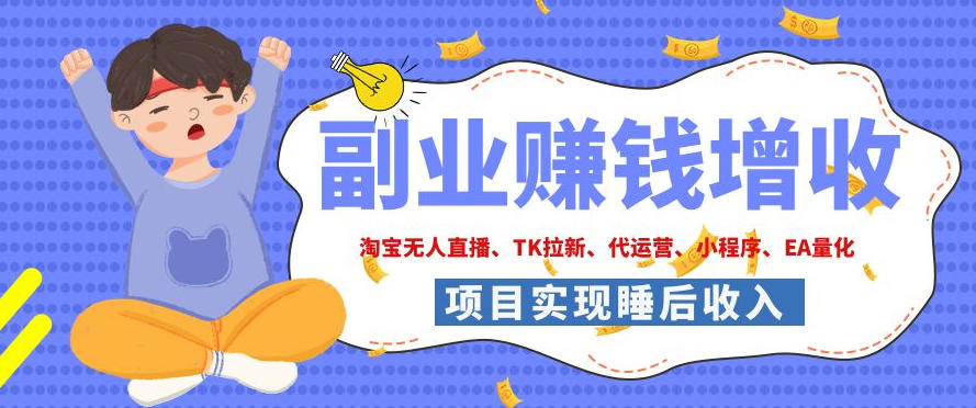2026年多个真实落地副业项目，手把手带你搭建被动收入管道(淘宝无人直播、海外TK拉新、CSGO饰品交易、去水印小程序等)【揭秘】|副业联盟