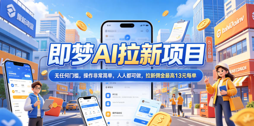 2026年即梦AI拉新项目最新玩法，无任何门槛，操作非常简单，人人都可做，拉新佣金最高13米每单(更新07月25日)|副业联盟