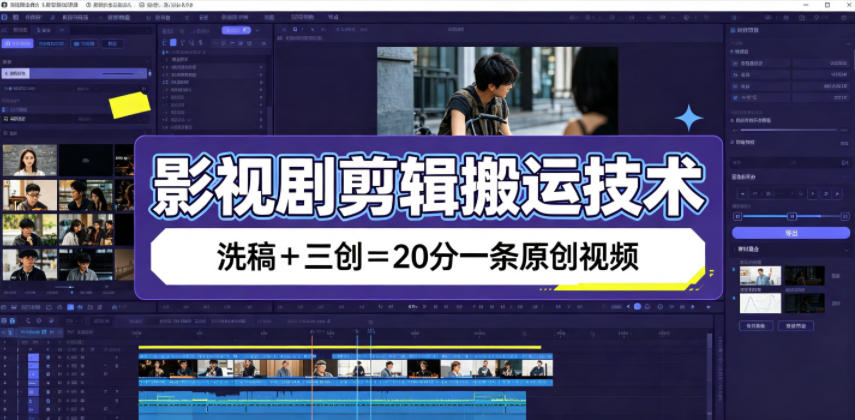 影视剧剪辑搬运技术，洗稿+三创=20分一条原创视频|副业联盟
