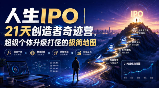 人生IPO︱21天创造者奇迹营，​超级个体升级打怪的极简地图|副业联盟