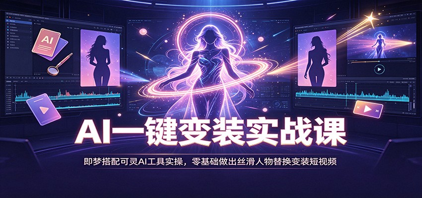 AI一键变装实战课:即梦搭配可灵AI工具实操,零基础做出丝滑人物替换变装短视频|副业联盟
