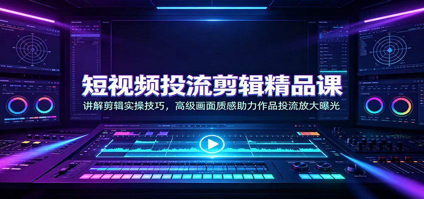 短视频投流剪辑精品课：讲解剪辑实操技巧，高级画面质感助力作品投流放大曝光 - 副业联盟|副业联盟