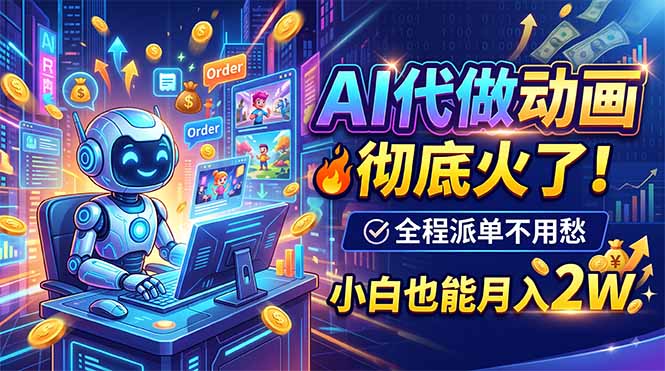 AI代做动画,彻底火了!全程派单不用愁,小白也能月入2W|副业联盟