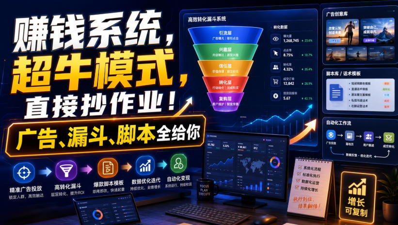 賺钱系统,超牛模式,直接抄作业!广告、漏斗、脚本全给你【原创双语字幕】|副业联盟