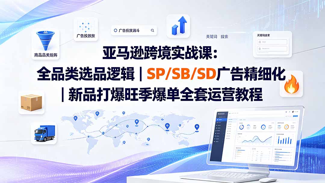 亚马逊跨境实战课-更新：全品类选品逻辑｜SP/SB/SD广告精细化｜新品打爆旺季爆单全套运营教程|副业联盟