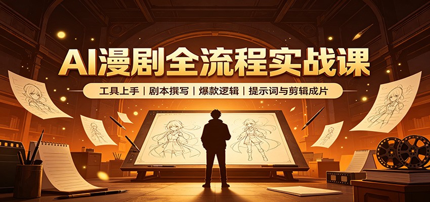 AI漫剧全流程实战课:工具上手、剧本撰写、爆款逻辑、提示词与剪辑成片|副业联盟