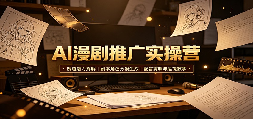 AI漫剧推广实操营：赛道潜力拆解，剧本角色分镜生成，配音剪辑与运镜教学 - 副业联盟|副业联盟