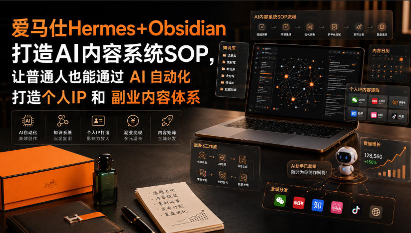 爱马仕Hermes+Obsidian打造AI内容系统SOP,让普通人也能通过 AI 自动化打造个人IP 和 副业内容体系|副业联盟