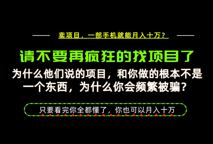 为什么做项目的人大多都是炮灰？为什么只有卖项目才能稳？看完你也可以月入10W+【揭秘】|副业联盟