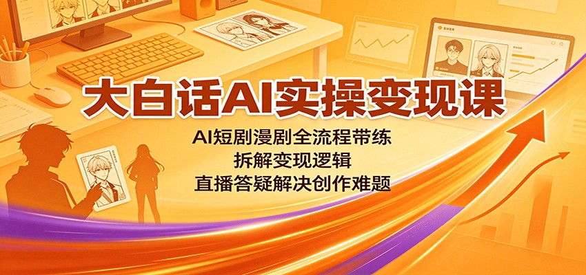 大白话AI实操变现课：AI短剧漫剧全流程带练，拆解变现逻辑，直播答疑解决创作难题 - 副业联盟|副业联盟