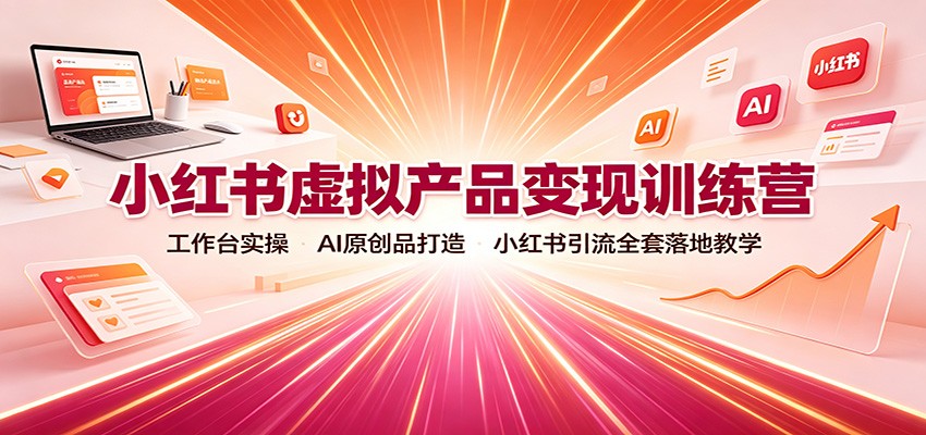 小红书虚拟产品变现训练营:工作台实操,AI原创品打造,小红书引流全套落地教学|副业联盟