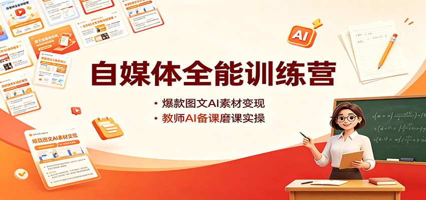 自媒体全能训练营：爆款图文AI素材变现，教师AI备课磨课实操 - 副业联盟|副业联盟