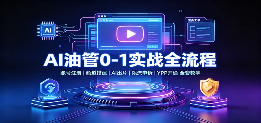 AI油管0-1实战：账号注册频道搭建，AI出片，限流申诉，YPP开通全套教学|副业联盟