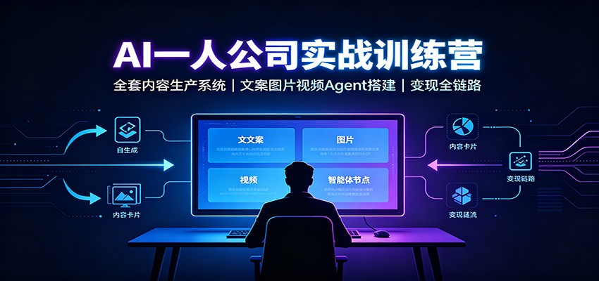 AI创作一人公司实战训练营：全套内容生产系统，文案图片视频Agent搭建变现全链路 - 副业联盟|副业联盟