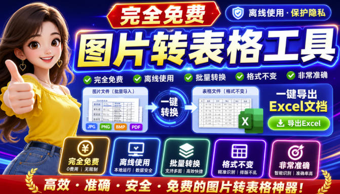 图片表格识别提取工具,支持一键从图片中智能提取表格并导出Excel文件,可离线免网运行,FastTableOCR|副业联盟