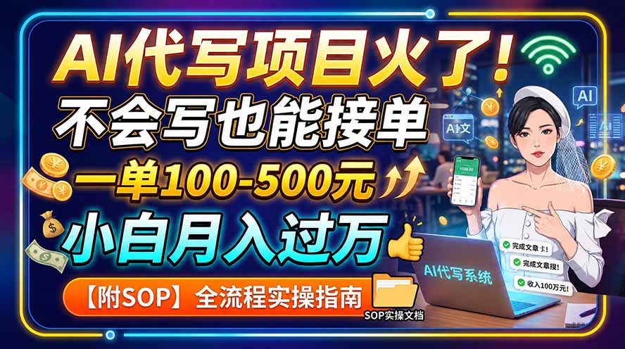 AI代写项目火了!不会写也能接单,一单100-500元,小白月入过万【附SOP】|副业联盟