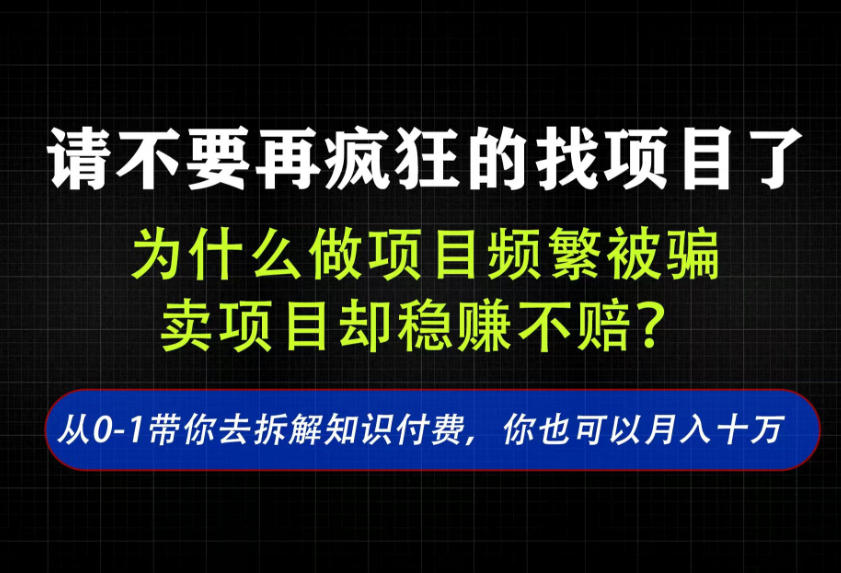 找项目?别傻了!卖项目才是真的一本万利!看完你全都懂了【揭秘】|副业联盟