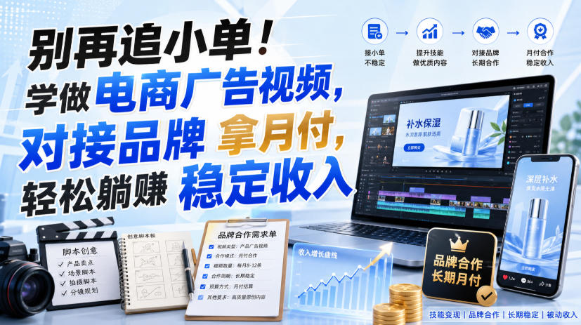 别再追小单!学做电商广告视频,对接品牌拿月付,轻松躺賺稳定收入【原创双语字幕】|副业联盟