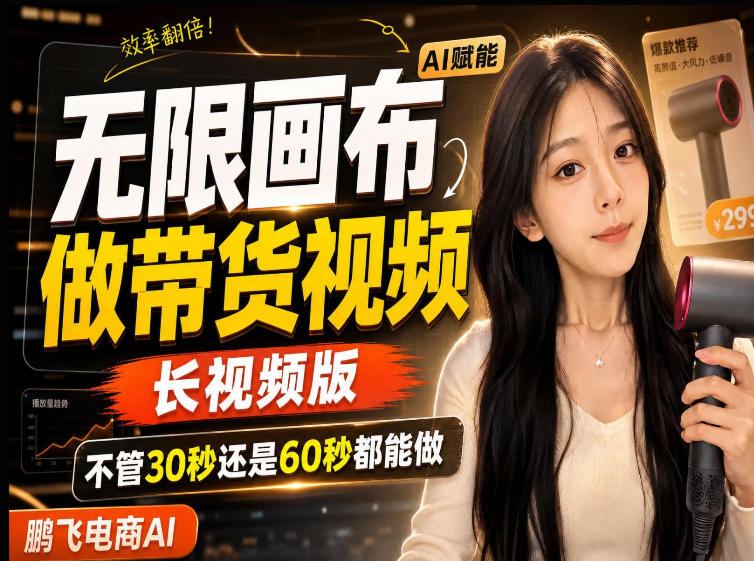 【保姆级教程】无限画布搭建长带货视频，拼接不翻车全程一致，小白跟着步骤也能上手|副业联盟