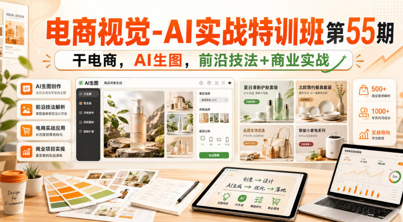 电商视觉-AI实战特训班第55期，干电商，AI生图，前沿技法+商业实战|副业联盟