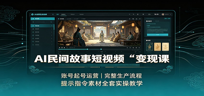 AI民间故事短视频变现课：账号起号运营，完整生产流程，提示指令素材全套实操教学|副业联盟