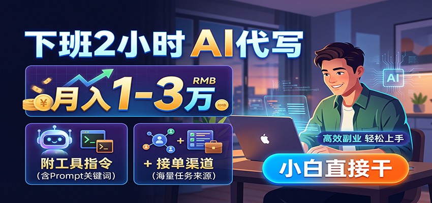 下班2小时AI代写，月入1-3万，附工具指令+接单渠道，小白直接干 - 副业联盟|副业联盟