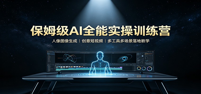 保姆级AI全能实操训练营:人像图像生成,创意短视频,多工具多场景落地教学|副业联盟