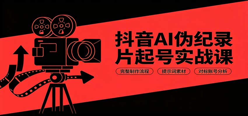 抖音AI伪纪录片起号实战课:完整制作流程,提示词素材,对标账号分析|副业联盟