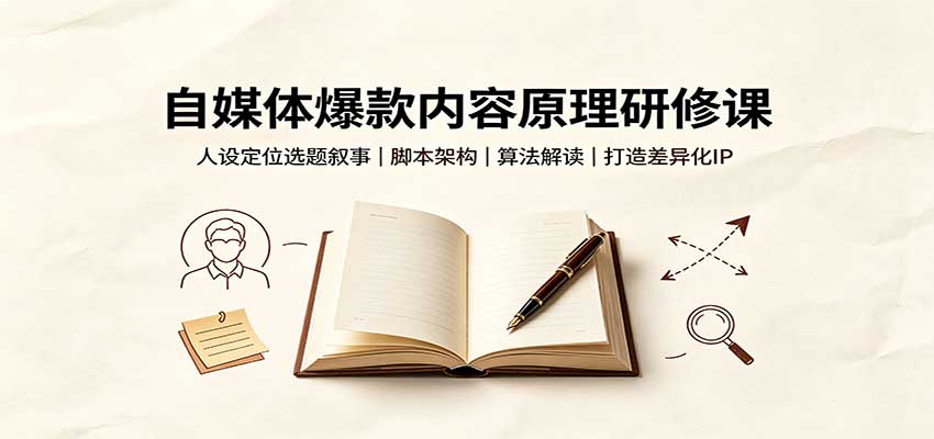 自媒体爆款内容原理研修课：人设定位选题叙事，脚本架构，算法解读打造差异化IP - 副业联盟|副业联盟