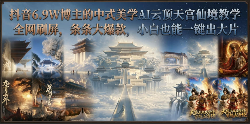 抖音6.9W博主的中式美学AI云顶天宫仙境教学，全网刷屏，条条大爆款，小白也能一键出大片 - 副业联盟|副业联盟