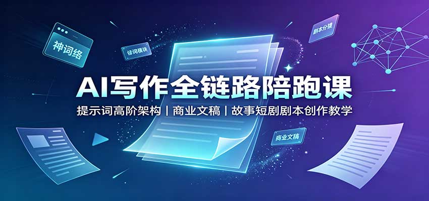 AI写作全链路陪跑课：提示词高阶架构，商业文稿，故事短剧剧本创作教学 - 副业联盟|副业联盟