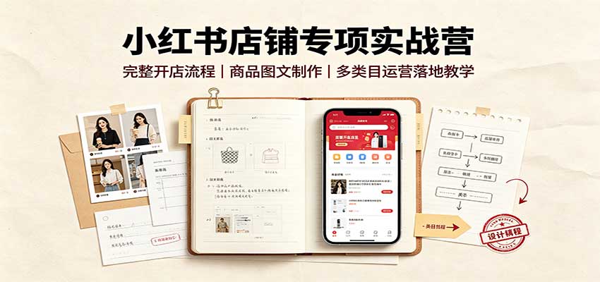 小红书店铺专项实战营：完整开店流程，商品图文制作，多类目运营落地教学 - 副业联盟|副业联盟