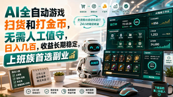 AI全自动游戏皮肤扫货和打金币，日入几百，内部方法大揭秘，0门槛！ - 副业联盟|副业联盟