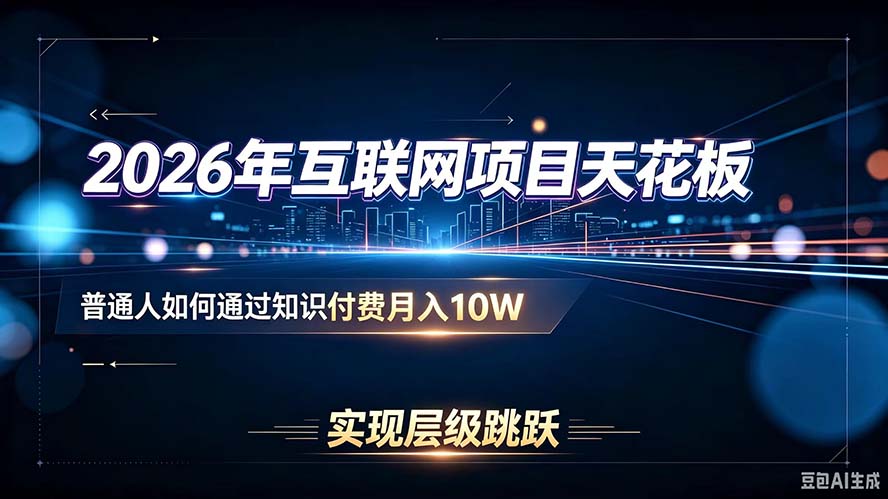 2026年互联网项目天花板:普通人如何通过知识付费月入10W,实现层级跳跃|副业联盟