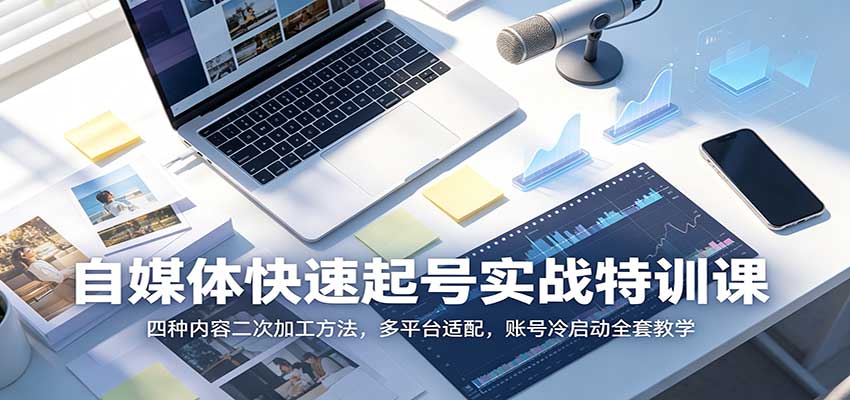 自媒体快速起号实战特训课:四种内容二次加工方法,多平台适配,账号冷启动全套教学|副业联盟